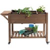 Outsunny 49'' x 21'' x 34'' Raised Garden Bed w/ 8 Grow Grids, Outdoor Wood Plant Box Stand w/ Storage Shelf and Lockable Wheels for Vegetable Flower - image 4 of 4