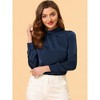 Allegra K Women's Satin Puff Sleeve Stand Collar Work Top - 2 of 4