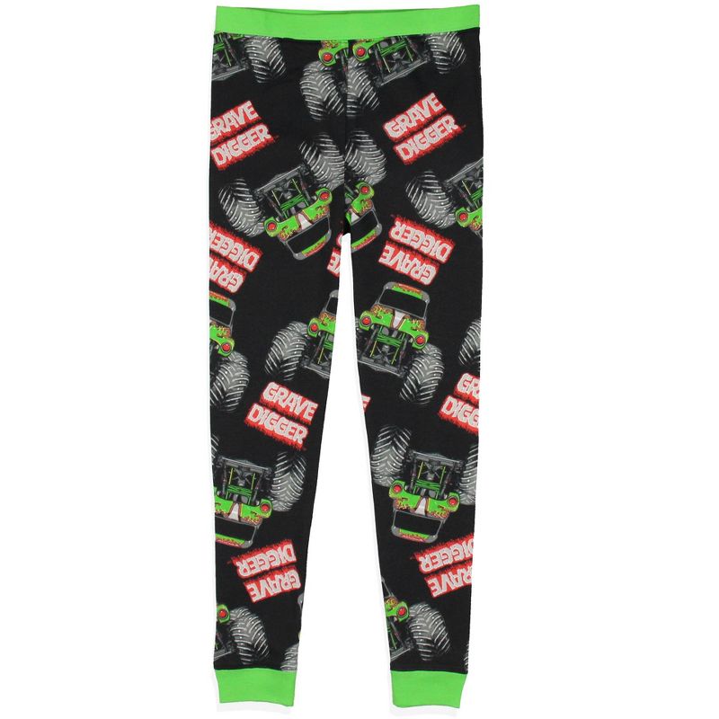 Monster Jam Boys' Truck Long Sleeve Grave Digger Tight Fit Sleep Pajama Set Multicolored, 4 of 6