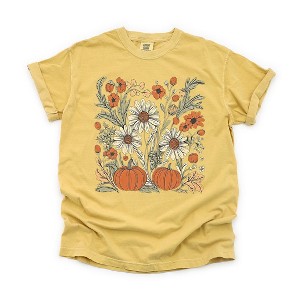 Simply Sage Market Women's Fall Flowers Short Sleeve Garment Dyed Tee - 1 of 4