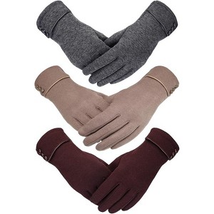 Zuppad 3 Pairs Womens Gloves Winter Touchscreen Texting Phone Windproof Gloves Warm Fleece Lined Cold Weather - 1 of 4