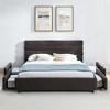 Queen Size Upholstered Platform Bed with Headboard and Drawers - 3 of 4