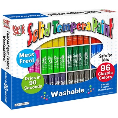 Kwik Stix Solid Tempera Paints, Original Size, Assorted Colors, Set of 96