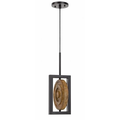 Cal Lighting Fano integrated dimmable LED wood/metal mini pendant fixture. 16W, 1280 lumen. 3000K