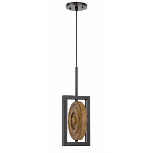 Cal Lighting Fano integrated dimmable LED wood/metal mini pendant fixture. 16W, 1280 lumen. 3000K - 1 of 4