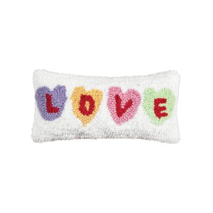C&F Home 6" x 12" Valentine's Day "Love" Hearts Small/Petite Hooked Accent Pillow - 1 of 4