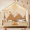 KWPZQEB Canopy Bed for Kids, Montessori Floor Bed Frame with High Guardrails and Roof, Wood Toddler Bed Frame for Girls & Boys - 2 of 4