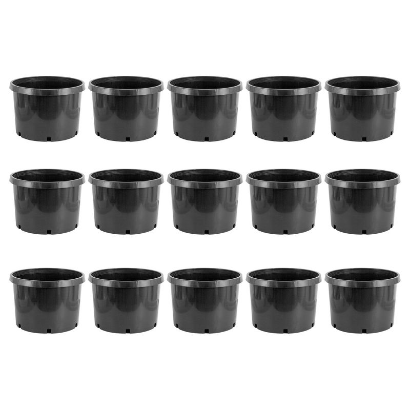 Pro Cal HGPK10PHD Round Circle 10 Gallon Wide-Base Durable Injection Molded Plastic Garden Plant Nursery Pot for Indoor or Outdoor (Set of 15), 1 of 7
