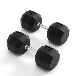 Rubber Coated Hex Dumbbell Weight Set, Multiple Sizes Exercise & Fitness Dumbbells,45LB Set, for Muscle Toning, Strength Building - 1 of 4