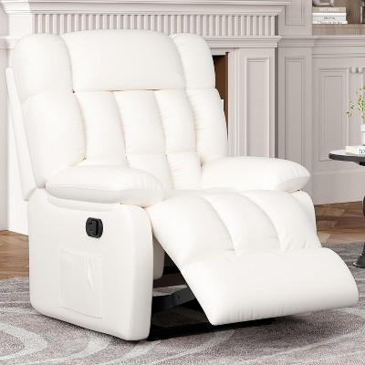 Grungis Upholstered PU Sofa Chair with Side Pocket,Ergonomic Adjustable Sofa Chairs with Footrest,Recliner Single Couch for Living Room