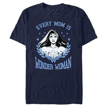 Men's Wonder Woman Every Mom is Wonder Woman Black and White T-Shirt