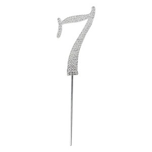 O'Creme Rhinestone Silver-Colored Number-7 Cake Topper 4 Inch - 1 of 1