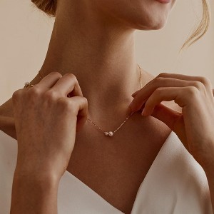 Pearl Necklaces for Women - HTUTWOO™ 14k Gold Plated Dainty Necklace, Pearl Drop Single Charm Pendant Necklace, for Teen Gifts - 1 of 4