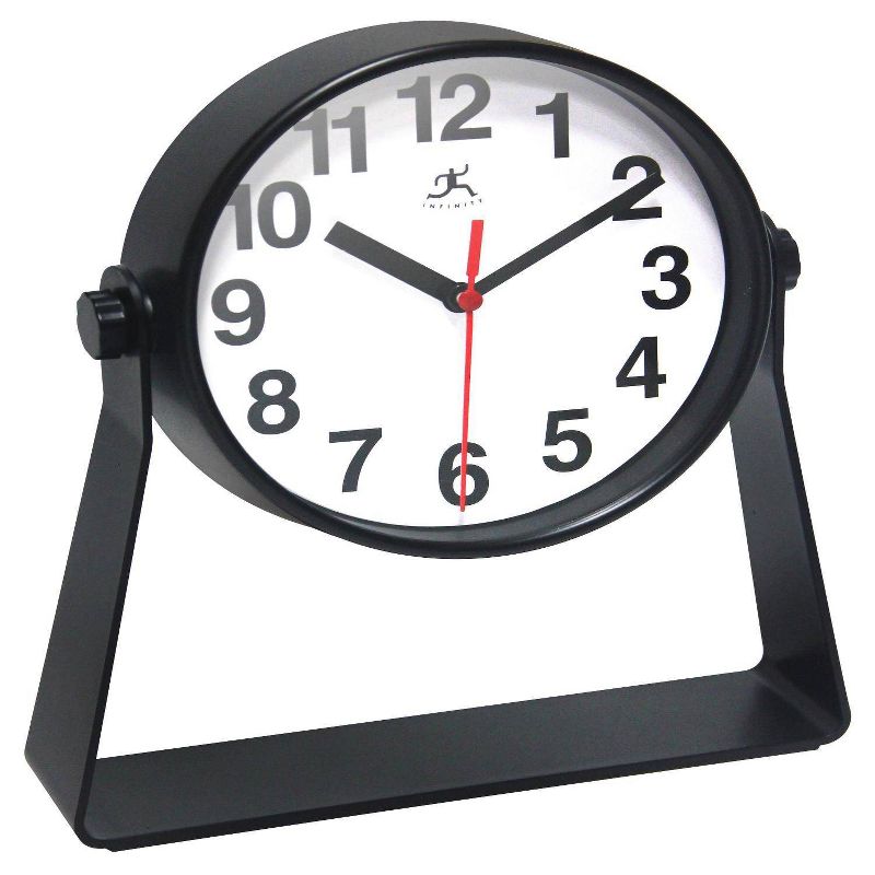 9&#34;x8&#34; Stirrup Desktop Clock Black - Infinity Instruments, 5 of 7