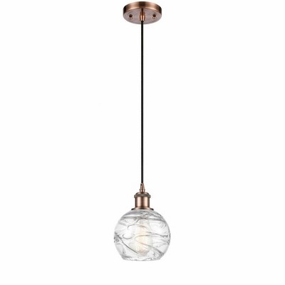 Athens Deco Swirl - 1 Light Cord Hung Mini Pendant In Industrial Style-8 Inches Tall and 6 Inches Wide