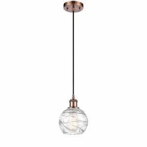 Athens Deco Swirl - 1 Light Cord Hung Mini Pendant In Industrial Style-8 Inches Tall and 6 Inches Wide - 1 of 1