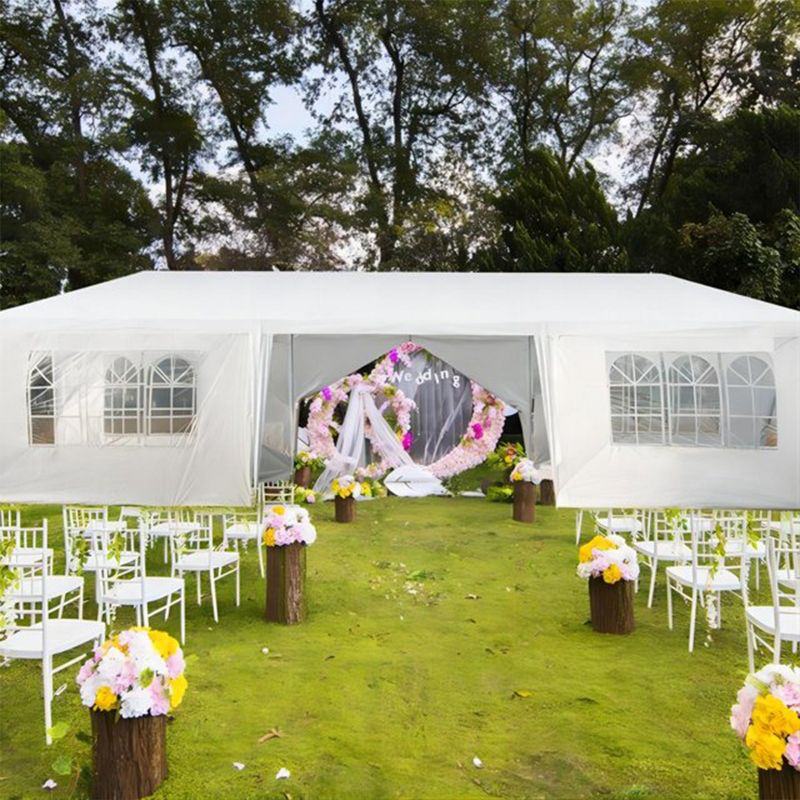 SKONYON 10'x30' Outdoor Canopy Party Wedding Tent White Gazebo with 8 Side Walls, 3 of 12