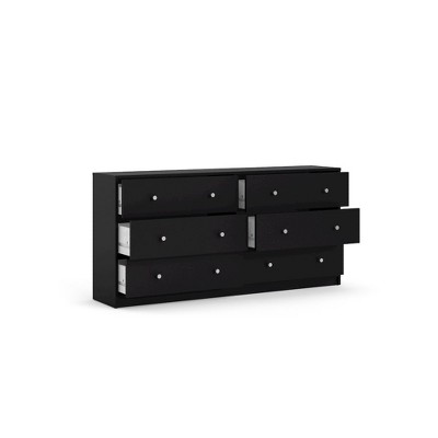 Black Double Horizontal 6-Drawer Dresser
