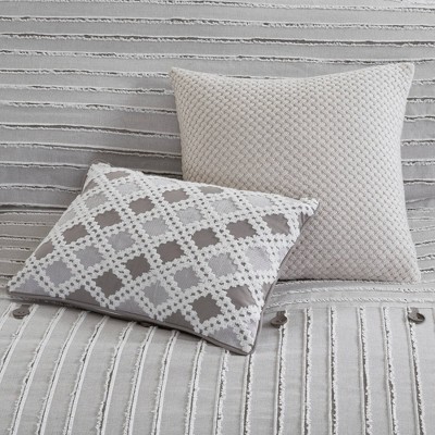 Gray Queen Cotton Jacquard 8-Piece Bedspread Set