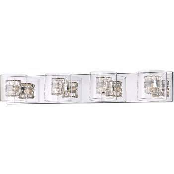 Possini Euro Design Modern Wall Light Four-Light Chrome 30.75" Vanity Fixture for Bathroom Over Mirror