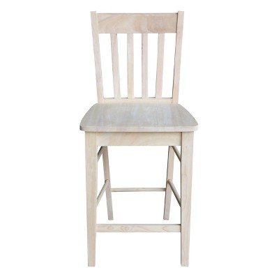 Traditional Unfinished Solid Parawood 24" Cafe Barstool