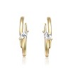 GuiliSterling Silver 14k Gold Plated Double Curve C-Hoop Earrings with Sparkling Cubic Zirconia – Elegant, Chic Design for Any Occasion - 2 of 2
