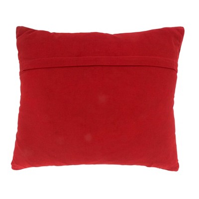 Red Plaid Chenille Poly Filled Square Throw Pillow