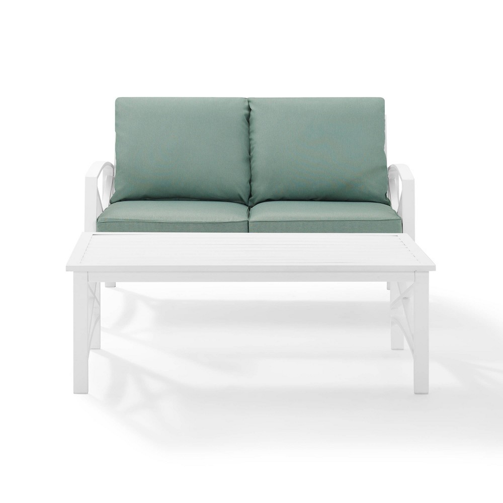 Kaplan 2pc Outdoor Seating Set – Green/White – Crosley  – Patio Decor​