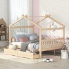 CAVINAS Twin/Full Size House Bed Frame with Drawers,Solid Wood Floor Bed for Kids Room,Bedroom - 2 of 4