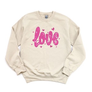 Simply Sage Market Women's Graphic Sweatshirt Love Pink Bling - 1 of 3