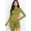 Slickblue Women's 2-Piece Mock Neck Top & Biker Shorts Set Stretchy Polyester Spandex Active Lounge Color & Size Options - 3 of 4