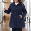 Women's Plus Size Lapel Long Sleeves Pockets Winter Casual Single Breasted Pea Coat with Belt - Agnes Orinda - 2 of 4