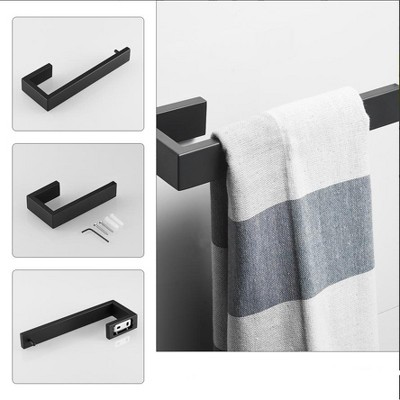 Matte Black Metal 4-Piece Bathroom Hardware Set