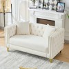 Sapphtopaz Velvet Couches for Living Room with Nailhead&Button Tufted Upholstered Leisure Sofa with Square Arms&Deep Seat for Apartment - 4 of 4