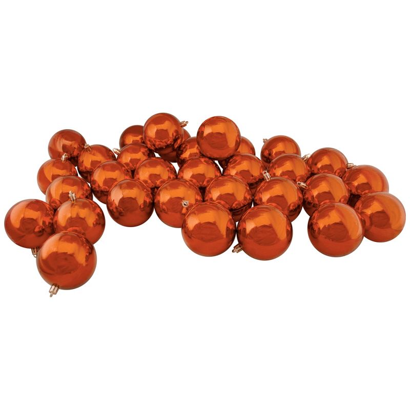 Northlight 32ct Shatterproof Shiny Christmas Ball Ornament Set 3.25" - Orange, 1 of 4