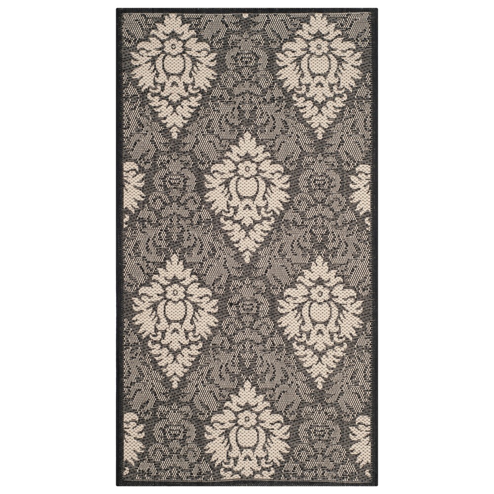 2'7inX5' Rectangle Dorchester Outer Patio Rug Black/Sand - Safavieh