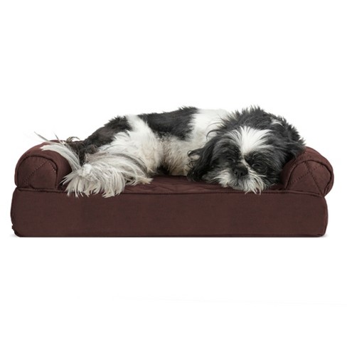 FurHaven Quilted Cooling Gel Sofa Dog Bed- Small, Coffee