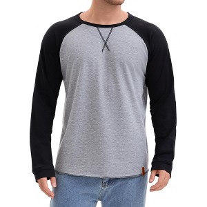 INSPIRE CHIC Men's Long Sleeve Tops Color Block Casual Raglan T-Shirt - 1 of 4
