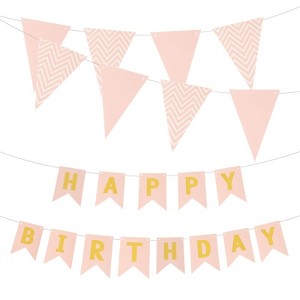 Unique Bargains Party Decoration Birthday Banner with Pennant Flags 16 Feet Rope - 1 of 4