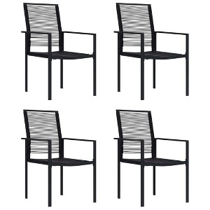 vidaXL Outdoor Garden Chairs, Set of 4, Black PVC Hollow Rattan, Heavy-Duty and Easy to Maintain with Comfortable Backrest - 1 of 4