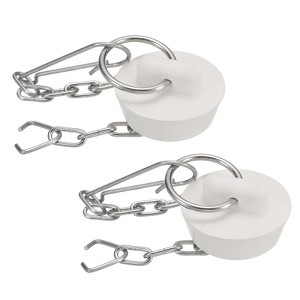 Unique Bargains Rubber Stainless Steel Beaded Chain with Pull Ring Drain Stoppers 2 Pcs - 1 of 4