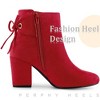 Perphy Women's Round Toe Lace Up Side Zipper Chunky High Heels Ankle Boots - 4 of 4