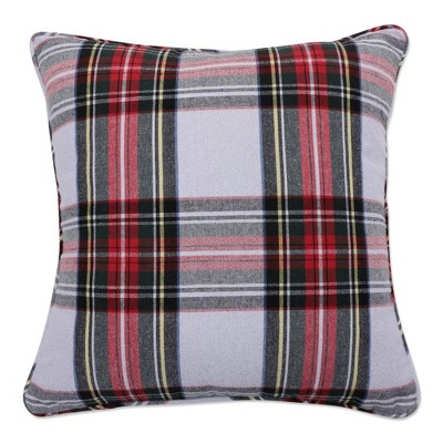 18"x18" Plaid Christmas Indoor Square Throw Pillow Red - Pillow Perfect