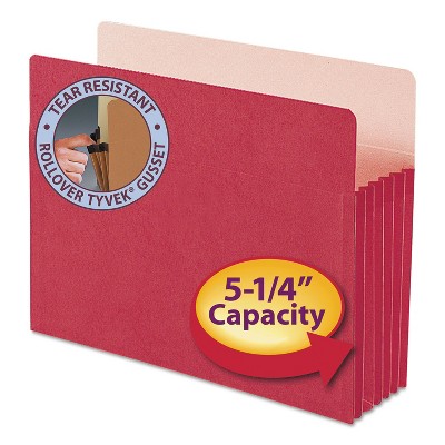 Smead 5 1/4" Exp Colored File Pocket Straight Tab Letter Red 73241