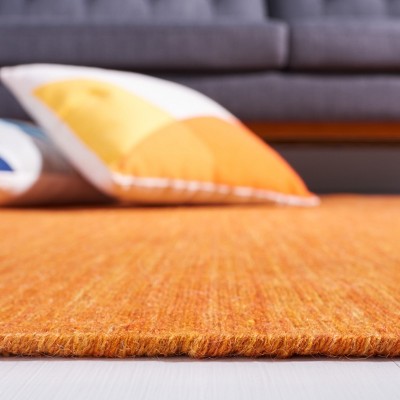 Handmade Orange Wool and Cotton Flat Woven Rug, 4' x 6'