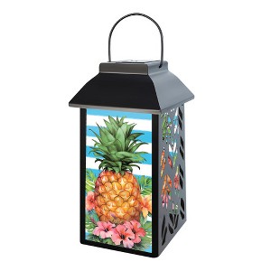 Briarwood Lane Spring Lantern 12" x 6" x 6" Pineapple and Stripes Solar For Spring Lantern - 1 of 4