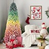 6ft Rainbow Gradient Flocked PVC Christmas Tree with 1326 Tips, Colorful Full-Bodied Artificial Pine with Snowy Finish, Hinged Design - 3 of 4