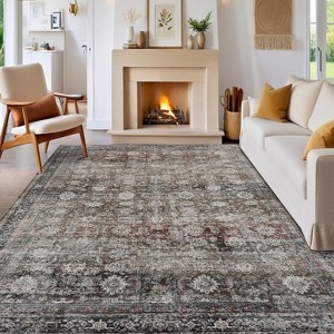 coucheta Vintage Floral Area Rugs for Living Room, Multi-size Washable Low Pile Non Slip Stain Resistant Non-Shedding Carpet, for Bedroom, Dining - 1 of 4