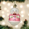 Old World Christmas Glass Blown Ornament for Christmas Tree, Pink Jolly Snowlady - 3 of 3