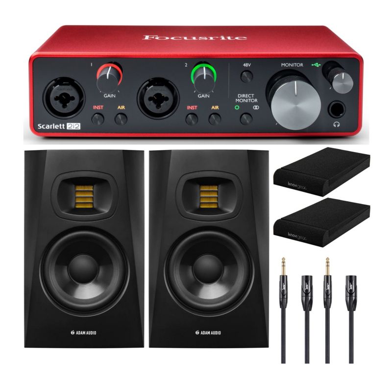 Focusrite Scarlett 2i2 USB Audio Interface Bundle with Monitors and Accessories, 1 of 4